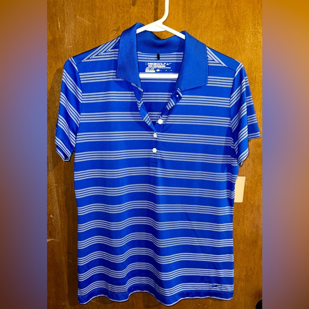 Royal Blue Stripped Nike Golf Polo